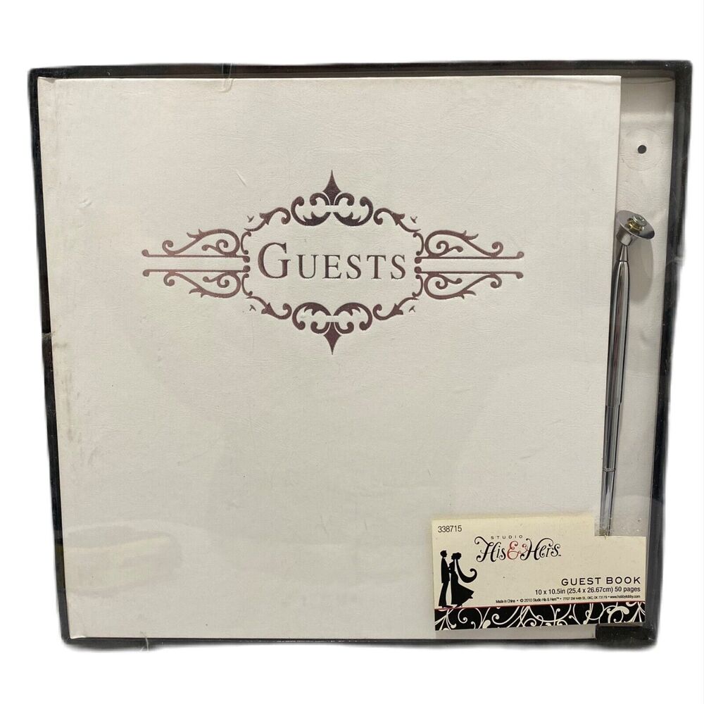 His & Her's Studios Guest Book 10 Inch X 10.5 Inch With Pen Unused